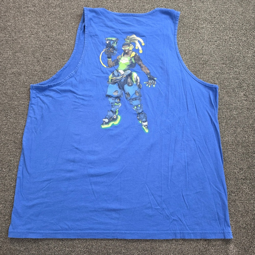 Blizzard Overwatch Tank Top Mens 2XL Blue Lucio Graphic Gaming Sleeveless Shirt